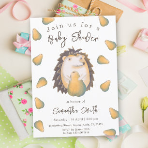 Igel und Birnen Baby Shower Einladung