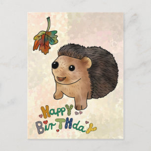Igel und Blatt Postkarte