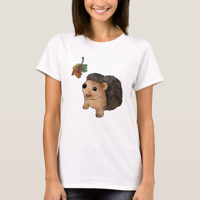 Igel und Blatt T-Shirt (Vorderseite)
