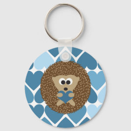 Igel und blaue Herzen Schlüsselanhänger
