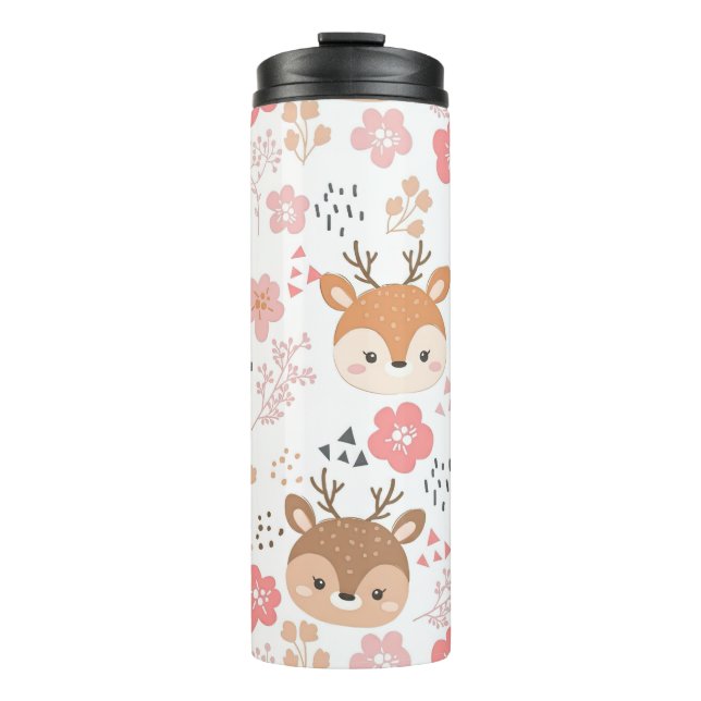 Igel und Blume aus niedlichem Holz Thermosbecher (Vorderseite)