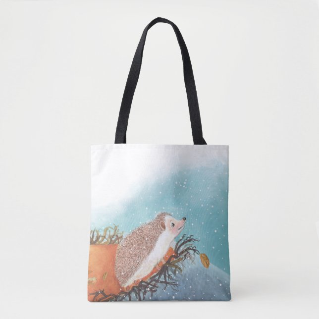 Igel und erste Schneeflocken Tasche (Vorderseite)