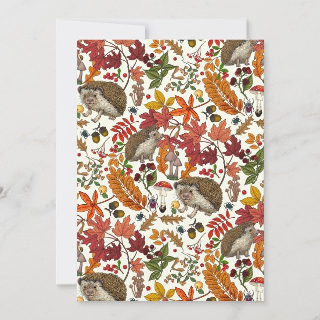 Igel und Herbstwaldflora auf Elfenbein (Vorderseite)