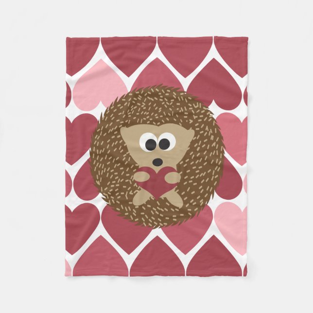 Igel und Herzen Fleecedecke (Vorderseite)