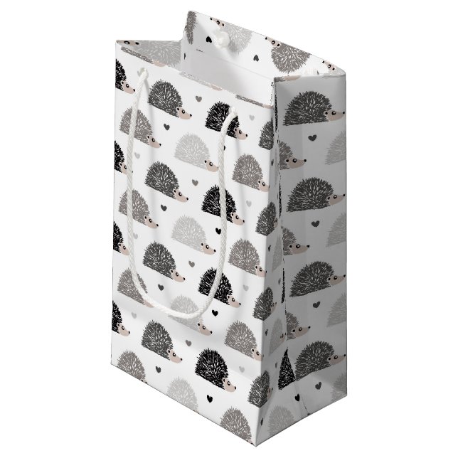 Igel und Herzen Kleine Geschenktüte (Vorderseite Schrägansicht)