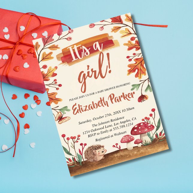 Igel und Pilze fallen Woodland Babydusche Einladung (Von Creator hochgeladen)