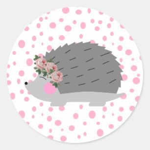 Igel und Polka-Punkt-Aufkleber Runder Aufkleber