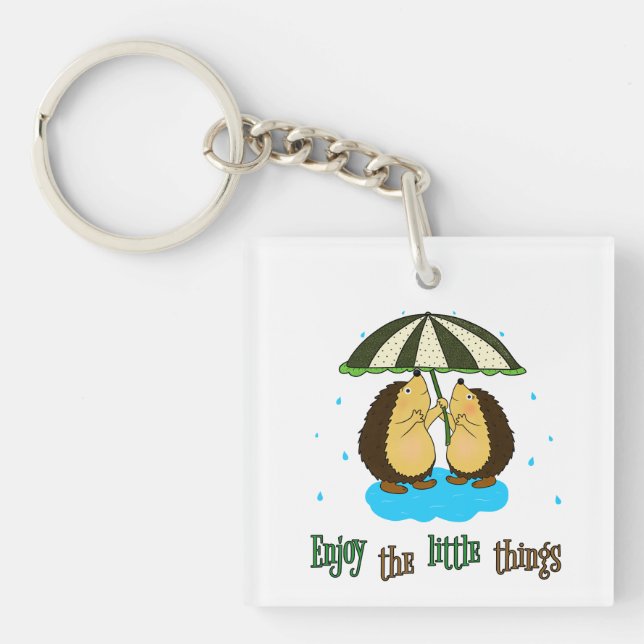 Igel und Regen Schlüsselanhänger (Vorderseite)