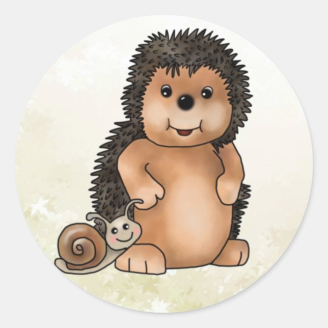 Igel und Schnecke  Runder Aufkleber (Vorderseite)
