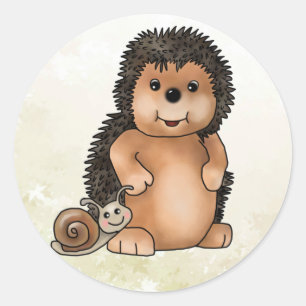 Igel und Schnecke Runder Aufkleber