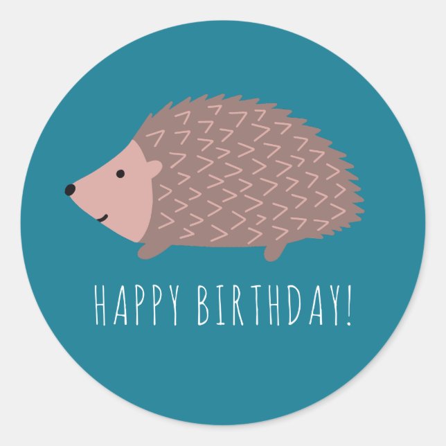 Igel Waldland Glücklich Geburtstag Runder Aufkleber (Vorderseite)