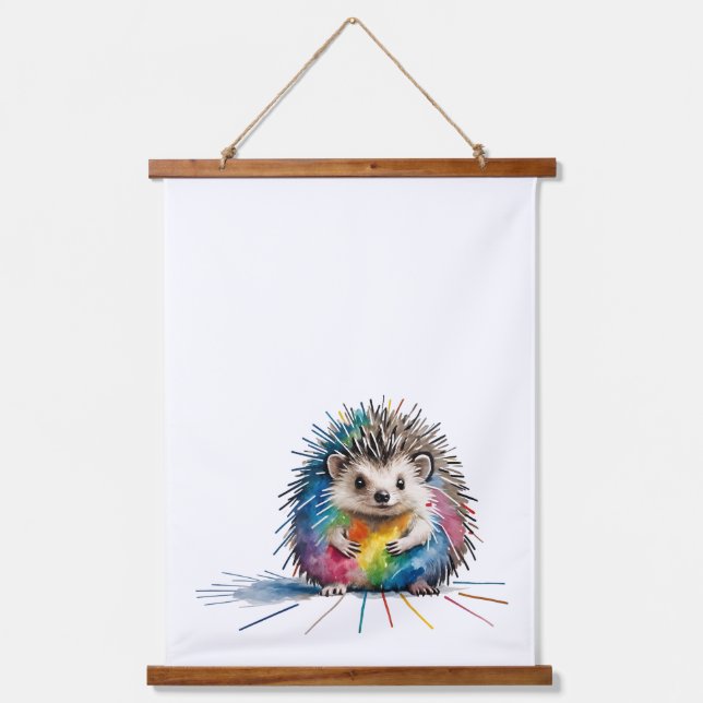 Igel Wandteppich Mit Holzrahmen (Vorderseite)