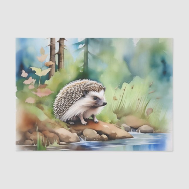 Igel Wasserfarbe Niedlich Seidenpapier (Vorderseite)