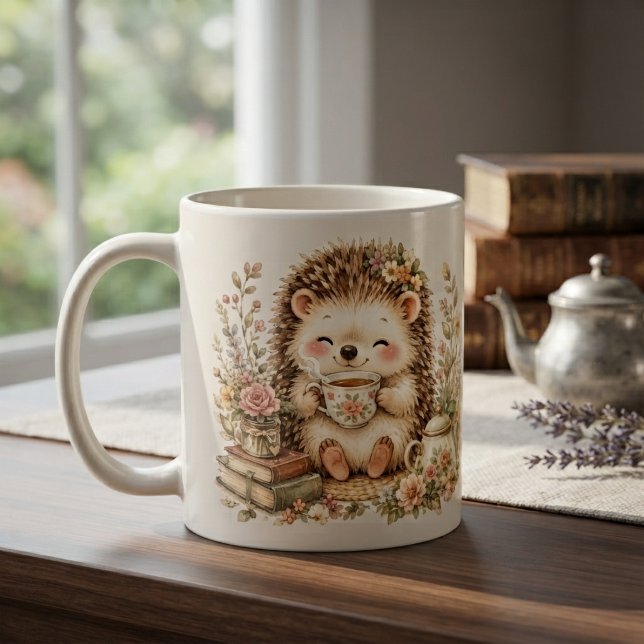 Igel-Wasserfarbenkunst zur Teezeit Kaffeetasse (Von Creator hochgeladen)