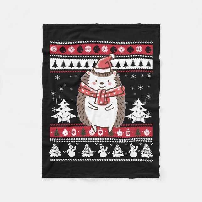 Igel Weihnachten Fleecedecke (Vorderseite)