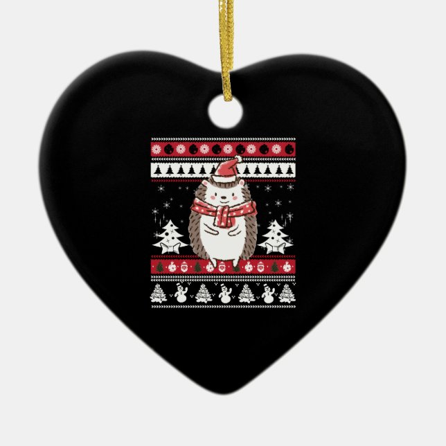 Igel Weihnachten Keramik Ornament (Vorne)