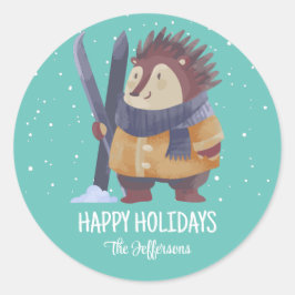Igel Weihnachten Runder Aufkleber