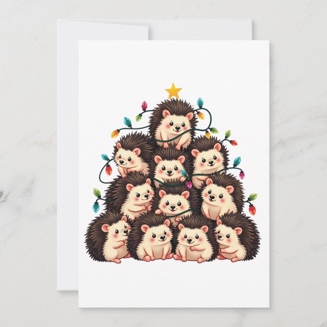 Igel Weihnachtsbaum Frohe WeihnachtsWeihnachten We Einladung (Vorderseite)