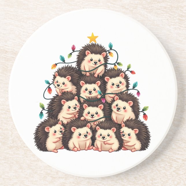 Igel Weihnachtsbaum Frohe WeihnachtsWeihnachten We Getränkeuntersetzer (Vorne)