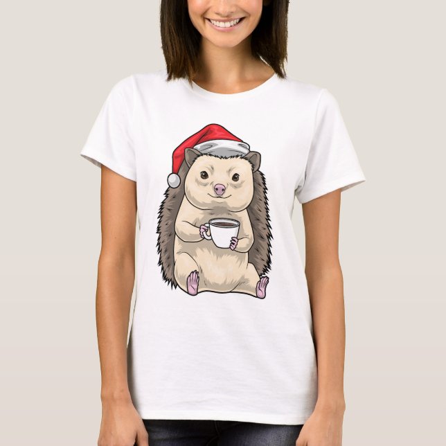 Igel-Weihnachtskaffee T-Shirt (Vorderseite)