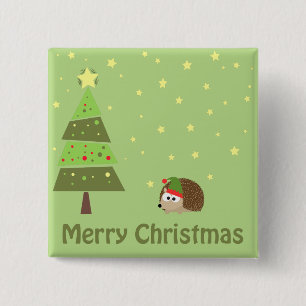 Igel Weihnachtslandschaft Button