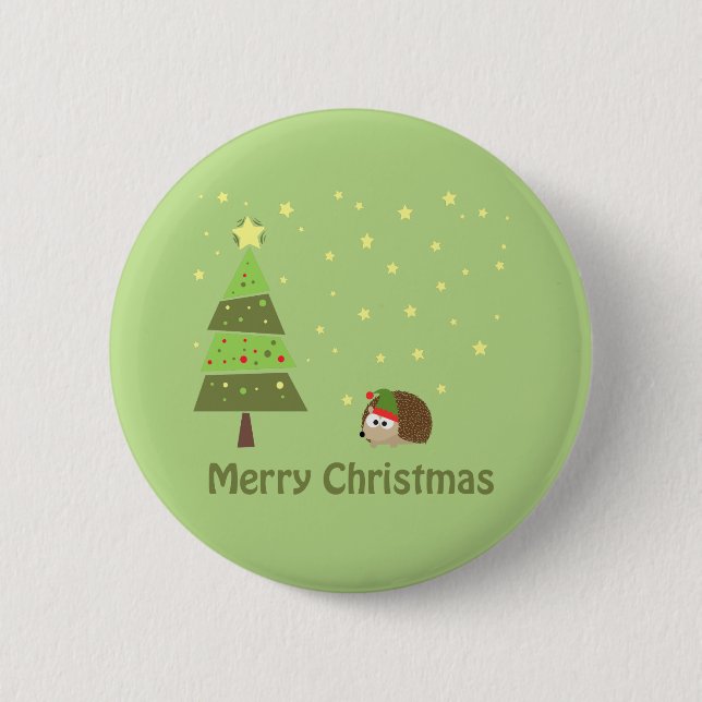 Igel Weihnachtslandschaft Button (Vorderseite)