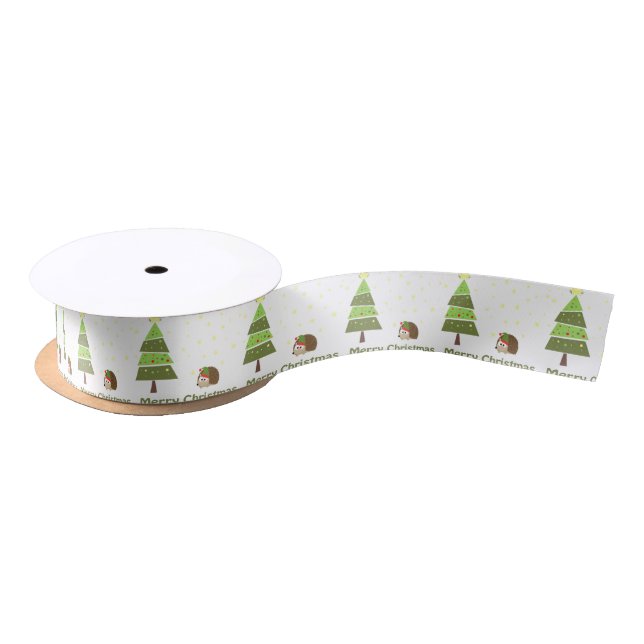 Igel Weihnachtslandschaft Satinband (Spule)