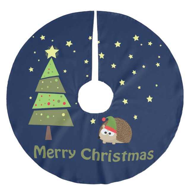 Igel Weihnachtszene Polyester Weihnachtsbaumdecke (Vorderseite)