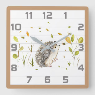 Igel-Wohngestaltung-Uhr Quadratische Wanduhr