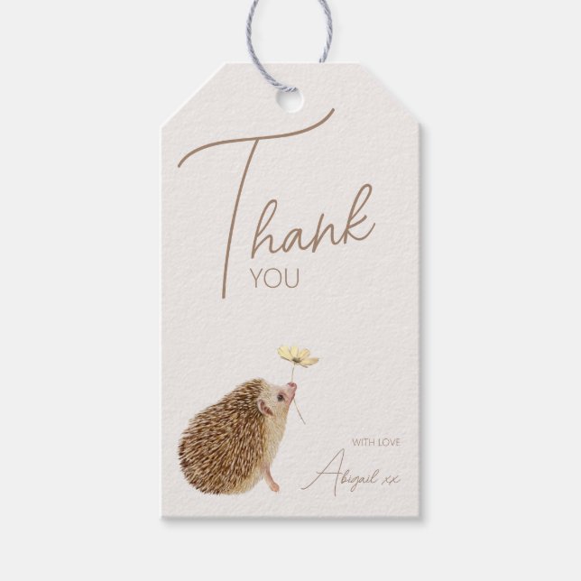 Igel Woodland Forest Baby Dusche Geschenkanhänger (Vorderseite)