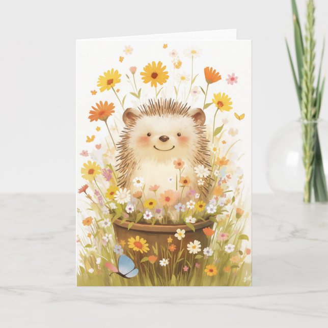 Igel zwischen den Gänseblümchen Karte (Vorderseite)