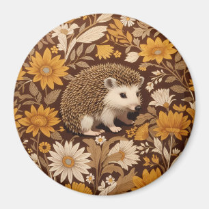 Igelbraun-Blumenmuster inspiriert von William Morr Magnet