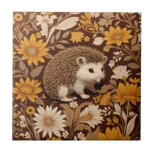 Igelbraun floral William Morris inspiriert Fliese
