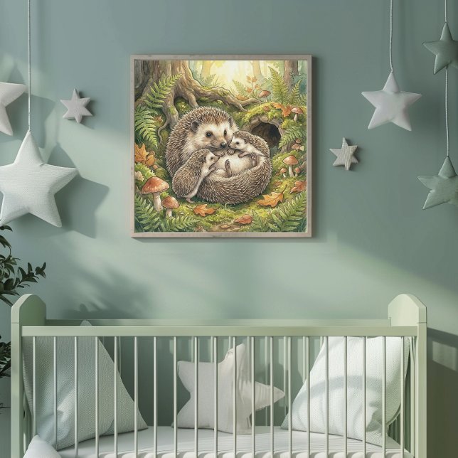 Igelmutter und ihre Babys-Kinderkrippe Poster (Von Creator hochgeladen)