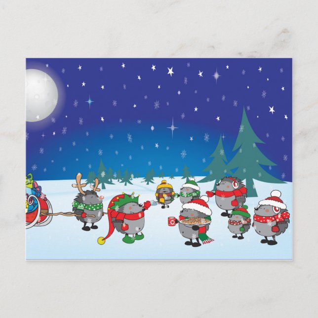 Igels Weihnachtsmagie Feiertagspostkarte (Vorderseite)