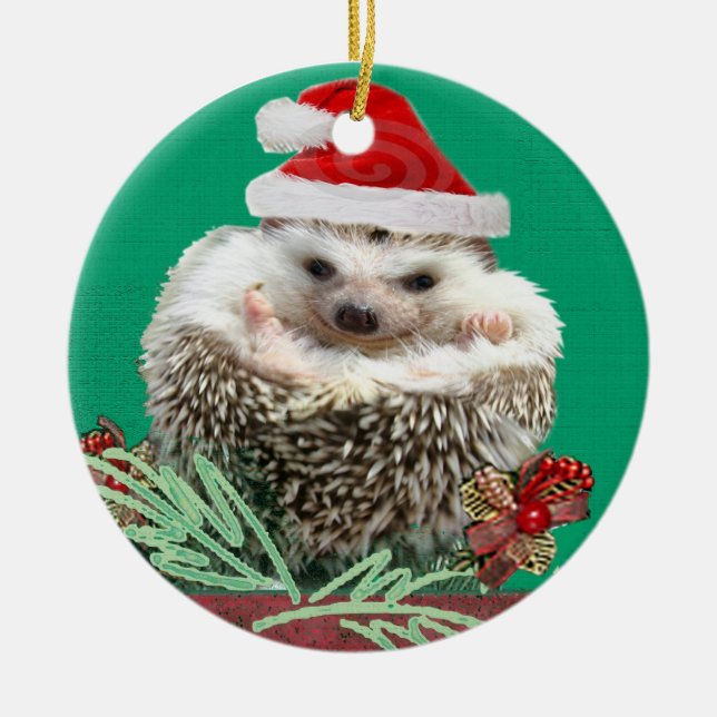 Igels-Weihnachtsverzierung Keramikornament (Vorne)