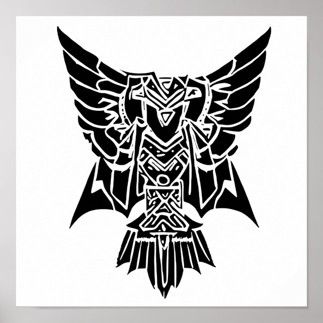 Iggy, der Aztekischer Stil Abstract Healing Eagle Poster (Vorne)