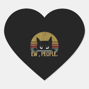 Igitt, Leute Schwarze Katze Vintage Retro – Lustig Herz-Aufkleber