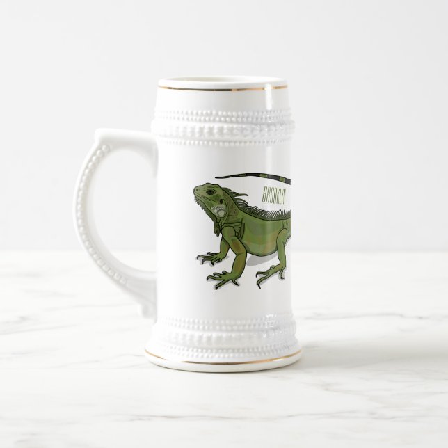 Iguana-Cartoon-Abbildung Bierglas (Links)
