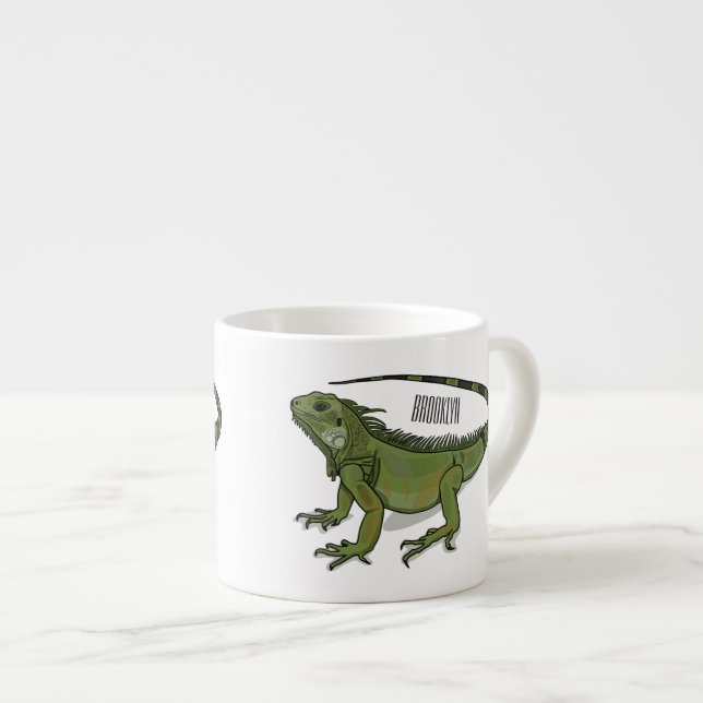 Iguana-Cartoon-Abbildung Espressotasse (Vorderseite Rechts)