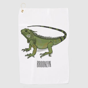 Iguana-Cartoon-Abbildung Golfhandtuch