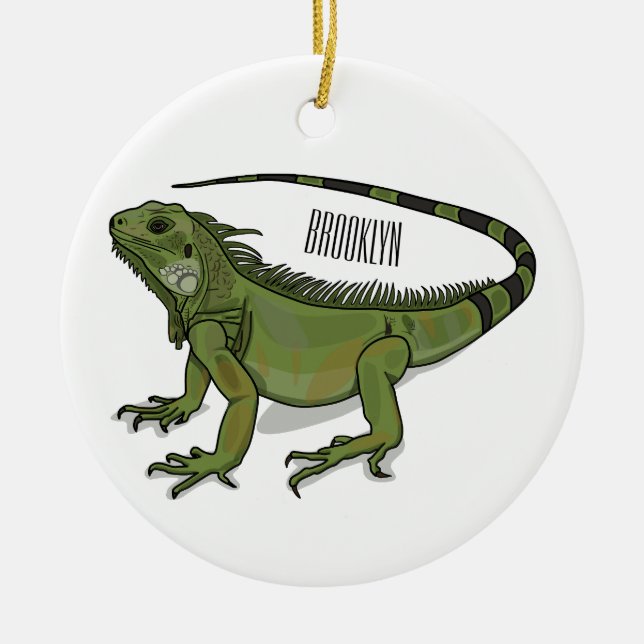 Iguana-Cartoon-Abbildung Keramik Ornament (Vorne)