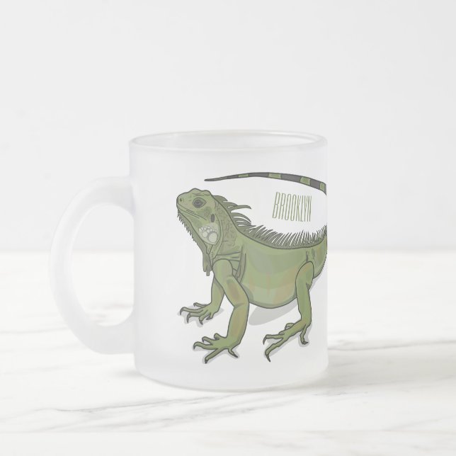 Iguana-Cartoon-Abbildung Mattglastasse (Links)