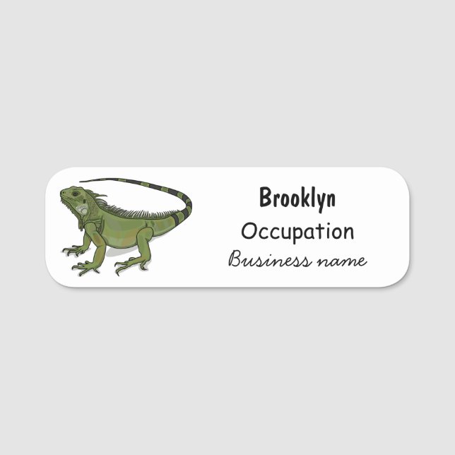 Iguana-Cartoon-Abbildung Namensschild (Vorderseite)