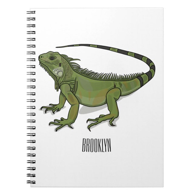 Iguana-Cartoon-Abbildung Notizblock (Vorderseite)