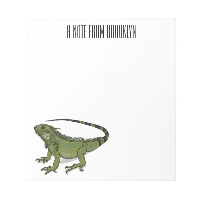Iguana-Cartoon-Abbildung Notizblock (Vorderseite)