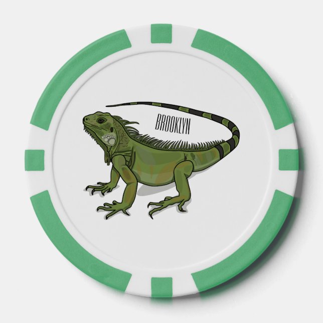 Iguana-Cartoon-Abbildung Pokerchips (Vorderseite)