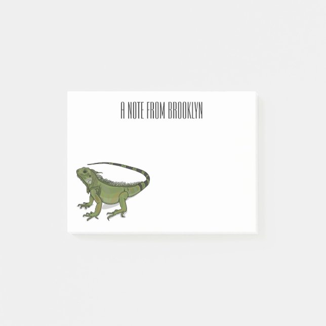Iguana-Cartoon-Abbildung Post-it Klebezettel (Vorderseite)
