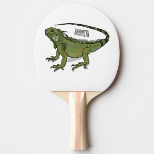 Iguana-Cartoon-Abbildung Tischtennis Schläger
