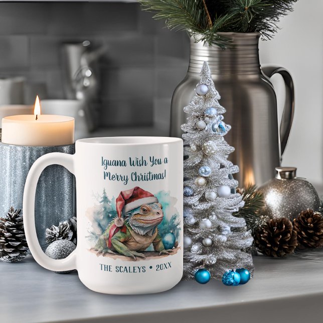 Iguana Christmas Kaffeetasse (Iguana wish you merry christmas mug
)